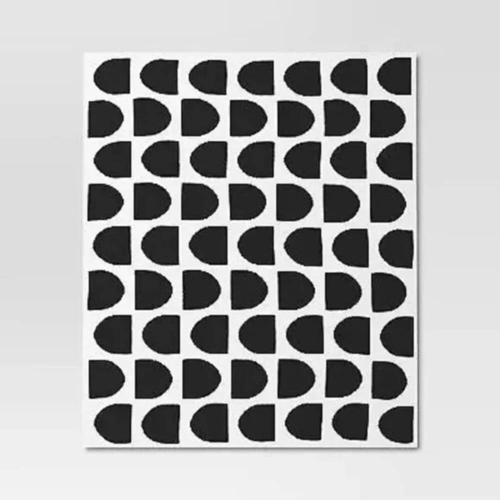 Threshold Knit Throw Blanke Geometric Jacquard Reversible Black & White NWT - Picture 3 of 6